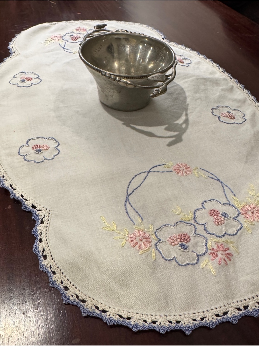 Vintage Embroidered Table Runner